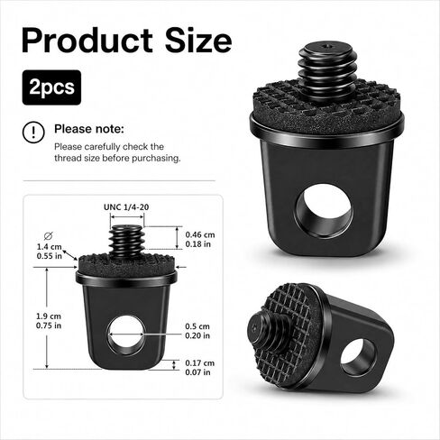 2 Pcs 1/4"-20 Holder Camera Fixing Screw Camera Neck Strap Screw Quick Install Metal Screws Connecting Adapters with Rubber Padded for Tripod DSLR Cameras Shoulder Straps Wrist Straps Selfie Sticks in Saudi Arabia