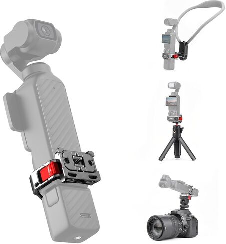 BRDRC Pocket 4 Cage Expansion Adapter, Aluminum Alloy Mount for DJI Osmo Pocket 3/Xtra Muse Accessories, with 1/4" Threads & Cold Shoe & Foldable Action Camera Adapter for Osmo Action Quick-Release in Kuwait