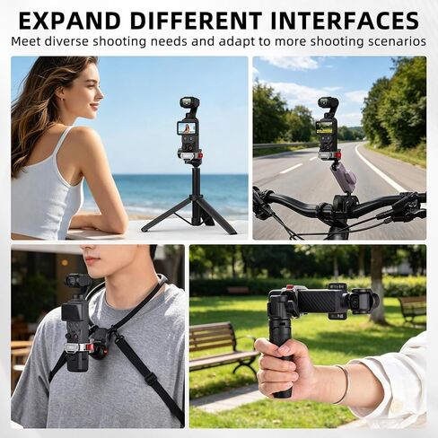 BRDRC Pocket 4 Cage Expansion Adapter, Aluminum Alloy Mount for DJI Osmo Pocket 3/Xtra Muse Accessories, with 1/4" Threads & Cold Shoe & Foldable Action Camera Adapter for Osmo Action Quick-Release in Kuwait