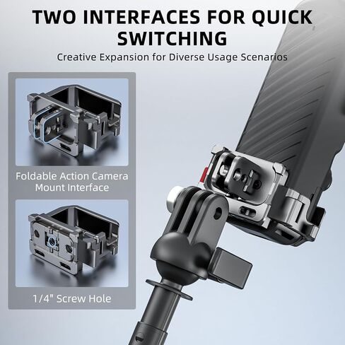 BRDRC Pocket 4 Cage Expansion Adapter, Aluminum Alloy Mount for DJI Osmo Pocket 3/Xtra Muse Accessories, with 1/4" Threads & Cold Shoe & Foldable Action Camera Adapter for Osmo Action Quick-Release in Kuwait