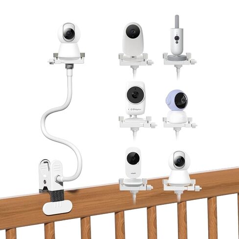 Baby Monitor Mount - Universal Adjustable Monitor Flex Stand for Hello Baby, Nanit Pro, Infant Optics, VTech & Most Baby Monitors - Detachable Arm Camera Clip Mount with Cute Stickers for Crib in Kuwait