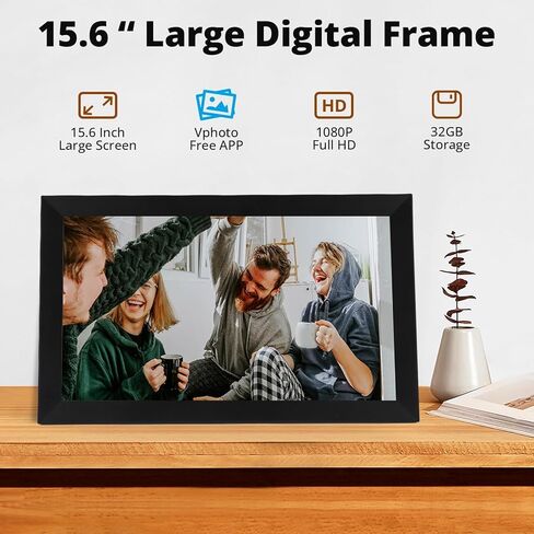 إطار صور رقمي Cuifati مقاس 15.6 بوصة، إطار صور رقمي واي فاي ذكي مع شاشة لمس بدقة 1920x1080 FHD وذاكرة 32 جيجابايت عرض شرائح يدور تلقائيًا، لعرض سطح المكتب على الحائط (قابس الولايات المتحدة) in Kuwait