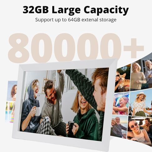 إطار صورة رقمي Cuifati مقاس 15.6 بوصة WiFi، شاشة لمس 1920x1080 FHD مع ذاكرة تدوير تلقائية 32 جيجابايت، لمشاركة الصور السحابية الذكية (قابس الولايات المتحدة) in Kuwait