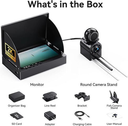 2K DVR Underwater Fishing Camera with Recording 6" OLED Sun-Readable Display | 10000mAh Battery, 220° Wide Angle, IR Night Vision | Professional Portable Kit for Ice & Boat Fishing in Kuwait