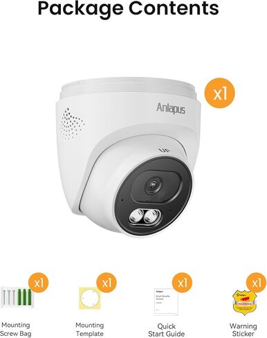 Anlapus 4K Security Camera for Home Surveillance, 8MP Outdoor Indoor Wired Analog Add-On Dome Cam with Audio, Night Vision, IP66 Weatherproof, Only Compatible 4K CCTV DVR System in Kuwait