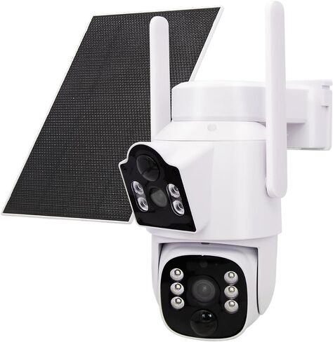 CasaCam Solar Security Camera, Dual Lens, Battery Powered, 2.4/5GHz WiFi | See two areas at once with dual lenses, smart motion tracking, color night vision, and local recording with no monthly fee. in Saudi Arabia