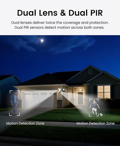 CasaCam Solar Security Camera, Dual Lens, Battery Powered, 2.4/5GHz WiFi | See two areas at once with dual lenses, smart motion tracking, color night vision, and local recording with no monthly fee. in Saudi Arabia