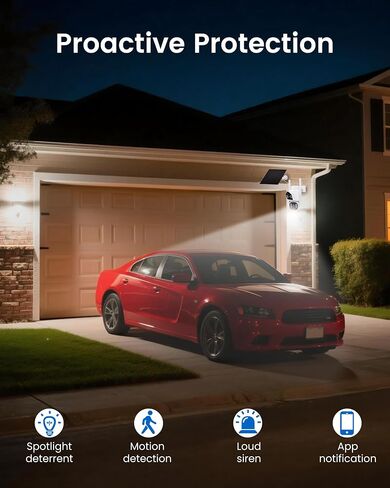 CasaCam Solar Security Camera, Dual Lens, Battery Powered, 2.4/5GHz WiFi | See two areas at once with dual lenses, smart motion tracking, color night vision, and local recording with no monthly fee. in Saudi Arabia