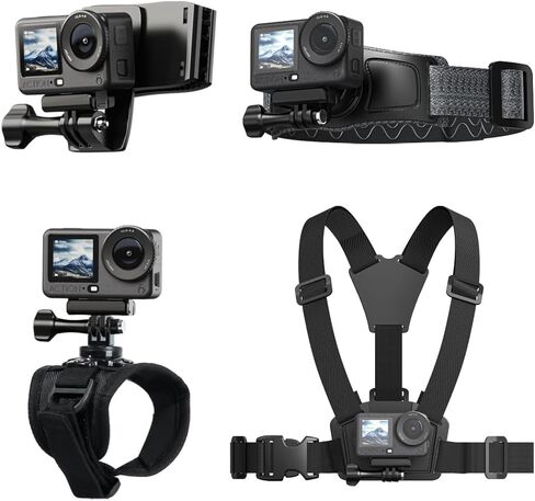 4 in 1 Accessories Kit Set for DJI Action 6/5/4, GoPro Hero 13/12/11/10 and More, Quick Release Head Strap Mount + Chest Mount Harness + Backpack Clip Holder + 360°Rotating Palm Strap in Saudi Arabia