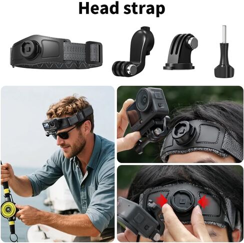 4 in 1 Accessories Kit Set for DJI Action 6/5/4, GoPro Hero 13/12/11/10 and More, Quick Release Head Strap Mount + Chest Mount Harness + Backpack Clip Holder + 360°Rotating Palm Strap in Saudi Arabia