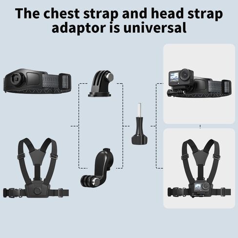 4 in 1 Accessories Kit Set for DJI Action 6/5/4, GoPro Hero 13/12/11/10 and More, Quick Release Head Strap Mount + Chest Mount Harness + Backpack Clip Holder + 360°Rotating Palm Strap in Saudi Arabia