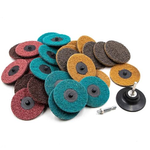 31Pcs 3" Surface Conditioning Disc, Quick Change Sanding Discs with 1/4" Shank Holder for Die Grinder Prep Strip Grind Polish Finish Burr Rust Paint Removal in Kuwait