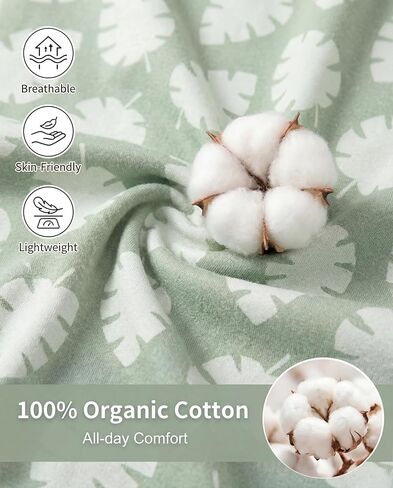 Unisex Baby Bodysuit 2-Pack, Green, Newborn | 100% organic cotton, infant essentials, ultra soft, breathable, lightweight, for daily wear in Kuwait