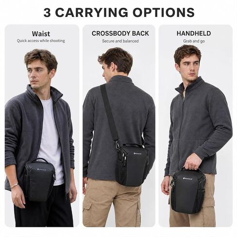 Camera Bag Small, Top-Load Holster Case for Mirrorless DSLR Compatible with Sony A7 IV, Canon R5 R6, Nikon Z6 Z7 with 24-70mm Lens, Compact Travel Shoulder Case with Belt Loop in Saudi Arabia