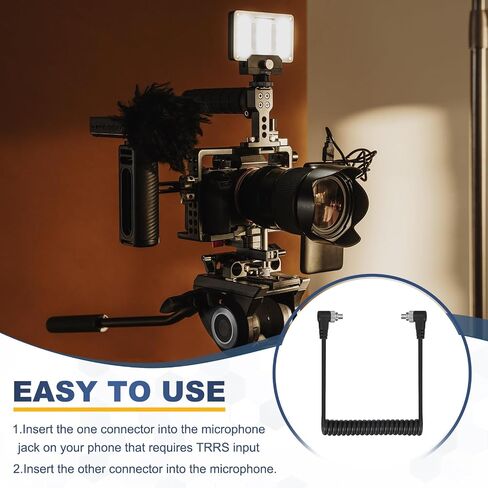 3mm to Male Flash PC Sync Cable, Plug to Male Flash Sync Cord with Coiled Cord and Screw Lock PC to PC, Suit for Camera/Photography Connector/Studio, Black in Kuwait