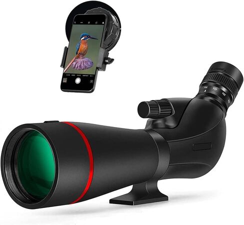 20-60x 80mm ED Spotting Scope for Adults with Smartphone Adapter, Extra-Low Dispersion Spotter Scopes Perfect for Bird Watching Wildlife（Black） in Saudi Arabia