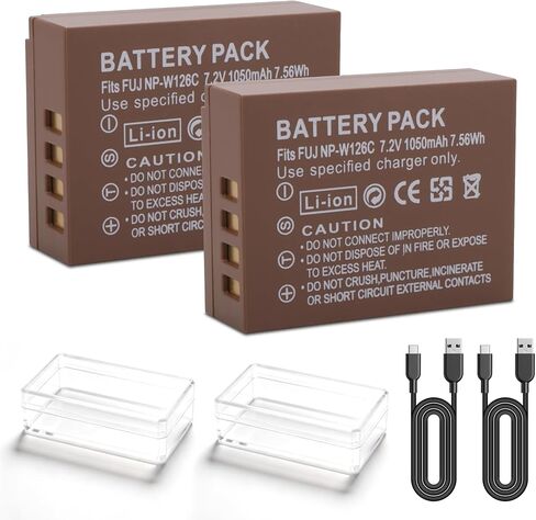 NP-W126S Battery, 1050mAh Replacement USB-C Battery for Fujifilm X100 VI, X-E5, X-M5, X Half, X100V, X-T3, X-T50, X-Pro3, X-T20, X-T30, X-T30 II, X-T200, X-H1, X-T2 in Kuwait