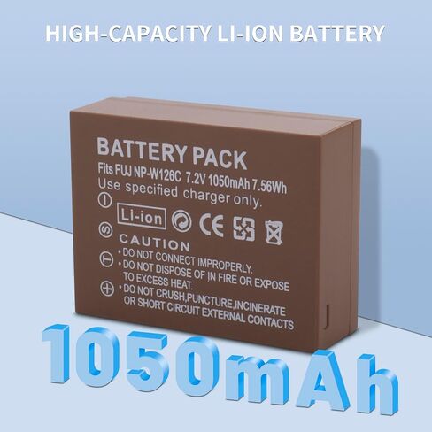 NP-W126S Battery, 1050mAh Replacement USB-C Battery for Fujifilm X100 VI, X-E5, X-M5, X Half, X100V, X-T3, X-T50, X-Pro3, X-T20, X-T30, X-T30 II, X-T200, X-H1, X-T2 in Kuwait