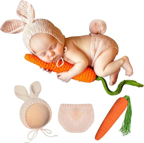 KHC-KHF Newborn Photography Costume Rabbit Outfit Baby Bunny Photoshoot Prop Outfits Bunny Crochet Costume Easter in Saudi Arabia