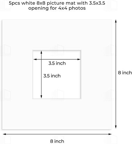 Frametory، 5 قطع من حصيرة الصور السوداء مقاس 8x8، لوحة مربعة للصور مقاس 6x6 | قلب أبيض، قطع مشطوف، خالٍ من الأحماض، إطار سميك 4 طبقات غير لامع للصور والصور والأعمال الفنية in Kuwait