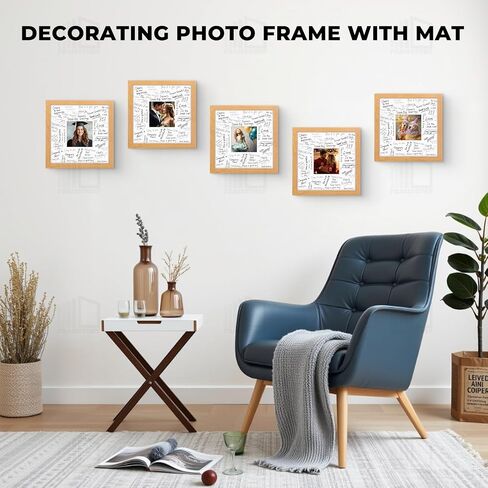 Frametory، 5 قطع من حصيرة الصور السوداء مقاس 8x8، لوحة مربعة للصور مقاس 6x6 | قلب أبيض، قطع مشطوف، خالٍ من الأحماض، إطار سميك 4 طبقات غير لامع للصور والصور والأعمال الفنية in Kuwait