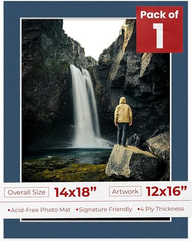 Fountain Blue Mat Board for 14x18 Frames - Fits 12x16 Photos - 1 Mat in Kuwait