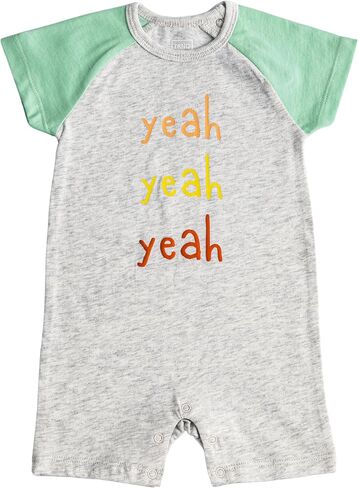 TRND O&X Baby Boy 2-Pack Cotton Rompers, Raglan Short Sleeve Summer Outfits with Cute Sun & Letter Prints in Kuwait