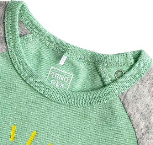 TRND O&X Baby Boy 2-Pack Cotton Rompers, Raglan Short Sleeve Summer Outfits with Cute Sun & Letter Prints in Kuwait