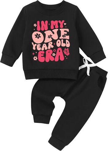Toddler Baby Girl Boy First Birthday Outfit In My One Year Old Era Sweatshirt 1st Birthday Long Sleeve Clothes Set in Kuwait