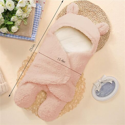 Nunibum Baby Swaddle Blanket Boys Girls Cute Bear Plush Essential Receiving Blanket Ultra-Soft Newborn Registry Sleeping Wraps for Infant 0-6 Months - Pink in Kuwait