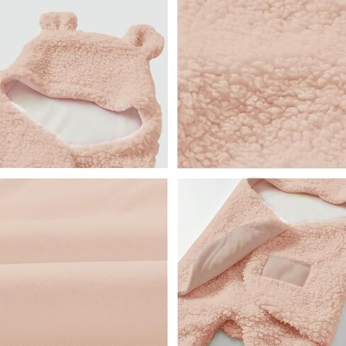 Nunibum Baby Swaddle Blanket Boys Girls Cute Bear Plush Essential Receiving Blanket Ultra-Soft Newborn Registry Sleeping Wraps for Infant 0-6 Months - Pink in Kuwait