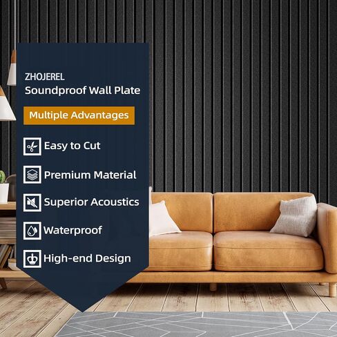 5 Pack Sound Proof Foam Panels for Walls 47.2"x23.6" Large Acoustic Panels Sound Absorbing, Self-Adhesive Soundproof Wall Panels for Home Studio, Office, Recording, Black Black in Saudi Arabia