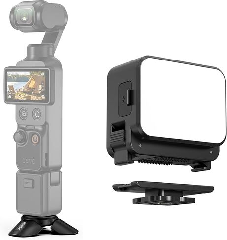 BRDRC Mini Tripod LED Fill Light for Pocket 3 4, Magnetic Base Desktop Stand with Cold/Hot Shoe Vlogging Light for DJI Osmo Pocket 3 4, Action 5 Pro 4 Accessories in Kuwait