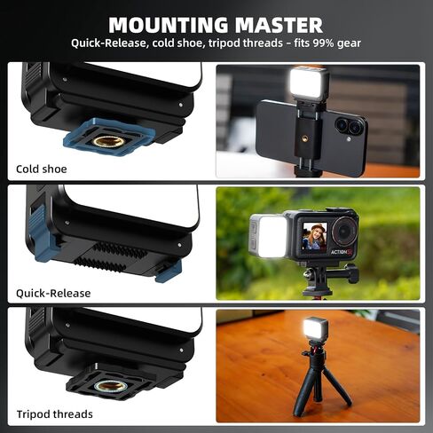 BRDRC Mini Tripod LED Fill Light for Pocket 3 4, Magnetic Base Desktop Stand with Cold/Hot Shoe Vlogging Light for DJI Osmo Pocket 3 4, Action 5 Pro 4 Accessories in Kuwait
