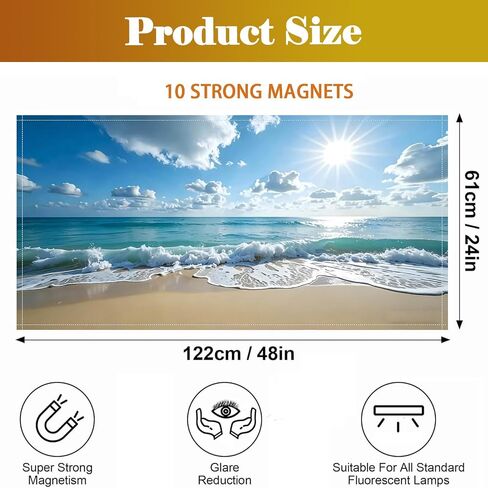 2 Pcs Fluorescent Light Cover Classroom Lighting Cover with 10 Magnets Light Filter Magnetic Ceiling Panel Decoration 2 x 4 ft Reduce Glare for Office School (Sea Sky) in Kuwait