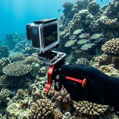 Camera Extension Pole Adjustable Diving Camera Bracket Action Camera Mount Underwater Camera Holder Trigger Control Alloy Build Lightweight Travel, Black in Saudi Arabia