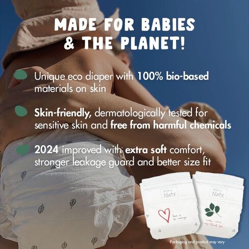 Eco by Naty Baby Diapers - Plant-Based Eco-Friendly Diapers, Great for Baby Sensitive Skin and Helps Prevent Leaking (Size 1, 100 Count) in Saudi Arabia