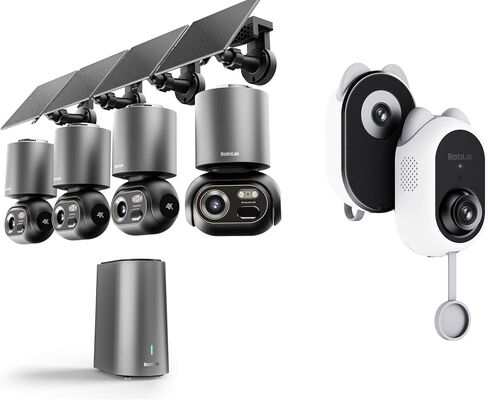 BOTSLAB 4K Security Cameras Wireless Outdoor, No Subscription, 4 Cam-Kit, Dual-Lens 4MP Window Cameras for Home Security, No Drill Indoor Camera, TrueColor Night Vision in Saudi Arabia
