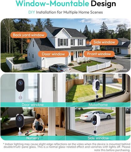 BOTSLAB 4K Security Cameras Wireless Outdoor, No Subscription, 4 Cam-Kit, Dual-Lens 4MP Window Cameras for Home Security, No Drill Indoor Camera, TrueColor Night Vision in Saudi Arabia