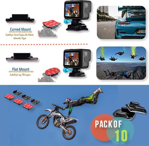 Adhsive Sticky Pad Mount and Helmet Buckle Mount Adapter Kit for GoPro Hero 12 11 10 9 8 7 6 5 4 3 2 & Other Action Cameras in Saudi Arabia