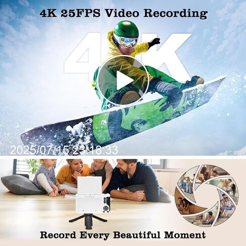4K Digital Camera with 2.8" 180° Flip Screen-Compact Canera,Camara Fotografica,Easy Carry Design 64GB Card for Travel, 16X Zoom,Built-in 1500MAh Battery for 2-Hour Recording, Y1 in Saudi Arabia