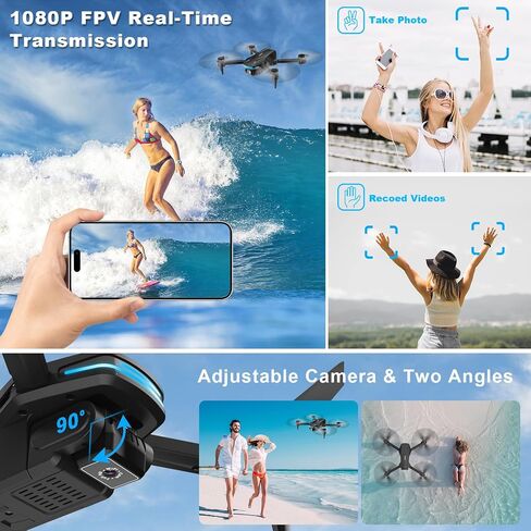 Drone with Camera 1080P HD FPV Foldable Drone for Beginners and Kids, Quadcopter with Voice Gesture Control with Carrying Case, One Key Take Off/Land, Optical Flow Positioning, 360° Flip, Waypoint Fly in Saudi Arabia