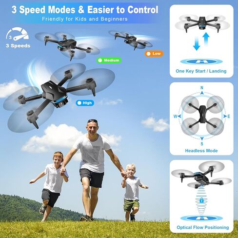 Drone with Camera 1080P HD FPV Foldable Drone for Beginners and Kids, Quadcopter with Voice Gesture Control with Carrying Case, One Key Take Off/Land, Optical Flow Positioning, 360° Flip, Waypoint Fly in Saudi Arabia