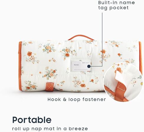 Wake In Cloud - Toddler Nap Mat with Pillow and Blanket, 100% Cotton Fabric, for Kids Girls Ages 3 Plus in Daycare Kindergarten Preschool, Floral Botanical Flowers in Saudi Arabia