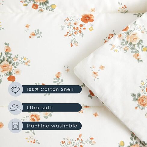 Wake In Cloud - Toddler Nap Mat with Pillow and Blanket, 100% Cotton Fabric, for Kids Girls Ages 3 Plus in Daycare Kindergarten Preschool, Floral Botanical Flowers in Saudi Arabia