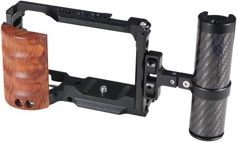 BGNiing ZV-E10 Camera Cage Rig Wood Handle Grip for Tripod Quick Release Plate Mount Video Extension Kit (Cage Side Handle) in Saudi Arabia