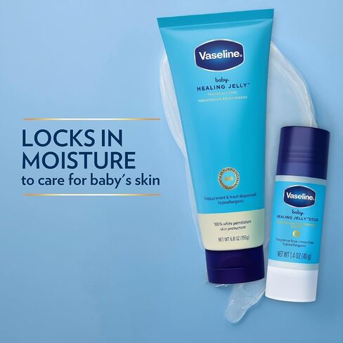 Vaseline Healing Jelly, Baby, Fragrance-Free + Travel-Size Lotion Stick – Hypoallergenic Protectant for Babies' Delicate Skin, Diaper Rash, Chafing in Saudi Arabia