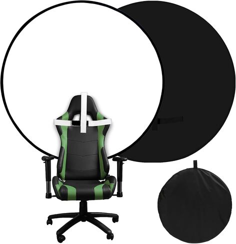 Portable Black White Screen Chair, 57 in Screen Backdrop with Stand 2-in-1Double Sided Foldable Blackwhite Background, for Video Chats and Meetings, Photography, Photo Zoom, Streaming Games in Kuwait
