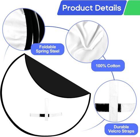 Portable Black White Screen Chair, 57 in Screen Backdrop with Stand 2-in-1Double Sided Foldable Blackwhite Background, for Video Chats and Meetings, Photography, Photo Zoom, Streaming Games in Kuwait