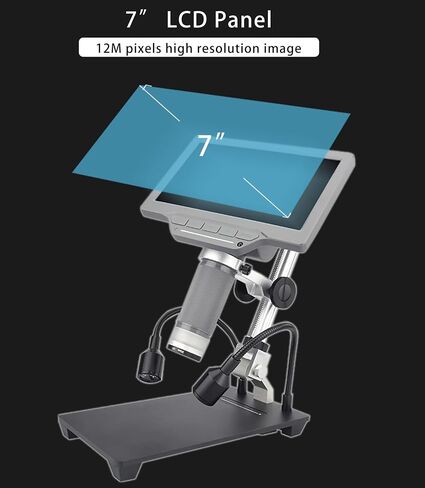 SM-700 7-inch LCD Digital Microscope,1200X Magnification.12MP 1080P Handheld Camera Video Recorder.for SMT,SMD,Electronic and Phone Repairing.Windows/Mac OS in Saudi Arabia